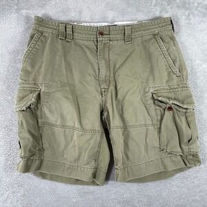Polo Ralph Lauren Cargo Shorts Mens 40 Khaki Cotton Utility Pockets Y2K Workwear